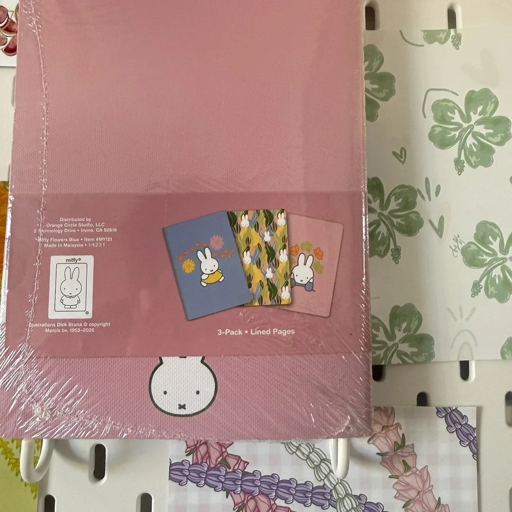 NEW Miffy Pink Green Floral Notebooks Trio 3 Pack Journals 80‎ Lined Pages Each